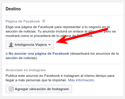 Destino Facebook Ads Manager